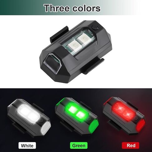 4 قطع LED 3 ألوان أضواء ستروب بدون طيار، 3 أوضاع إضاءة قابلة للشحن ومضادة للتصادمات، ضوء تحذير وامض مقاوم للماء للدراجات النارية بدون طيار والشاحنات والسيارات والدراجات (مع كابل شحن) in Saudi Arabia
