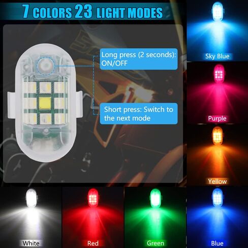 مصابيح LED لاسلكية عالية السطوع من UHONSN مع جهاز تحكم عن بعد LED مضاد للتصادم وامض ضوء تحذير للدراجات النارية والدراجة بدون طيار والسيارة الصغيرة والضوء الخلفي للطوارئ 7 ألوان 4 قطع in Kuwait