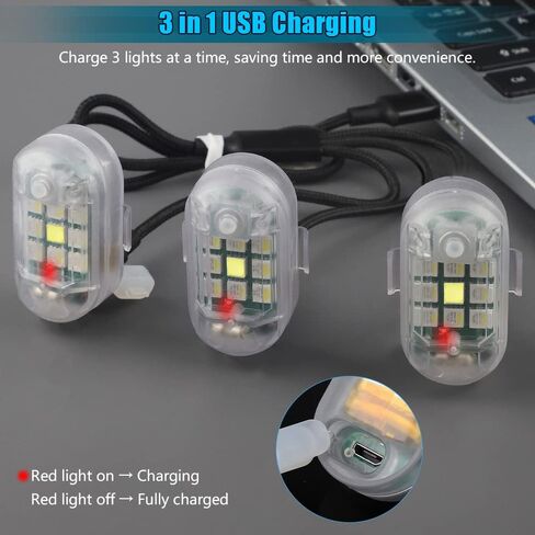 مصابيح LED لاسلكية عالية السطوع من UHONSN مع جهاز تحكم عن بعد LED مضاد للتصادم وامض ضوء تحذير للدراجات النارية والدراجة بدون طيار والسيارة الصغيرة والضوء الخلفي للطوارئ 7 ألوان 4 قطع in Kuwait