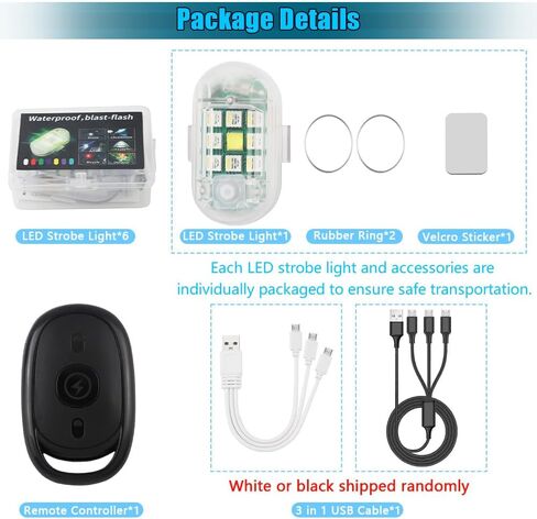 مصابيح LED لاسلكية عالية السطوع من UHONSN مع جهاز تحكم عن بعد LED مضاد للتصادم وامض ضوء تحذير للدراجات النارية والدراجة بدون طيار والسيارة الصغيرة والضوء الخلفي للطوارئ 7 ألوان 4 قطع in Kuwait