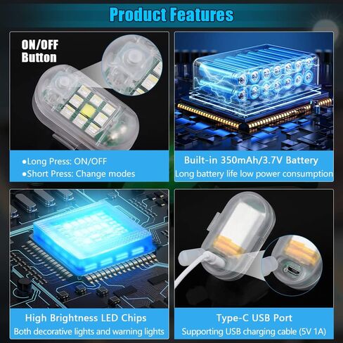 مصابيح LED لاسلكية عالية السطوع من UHONSN مع جهاز تحكم عن بعد LED مضاد للتصادم وامض ضوء تحذير للدراجات النارية والدراجة بدون طيار والسيارة الصغيرة والضوء الخلفي للطوارئ 7 ألوان 4 قطع in Kuwait