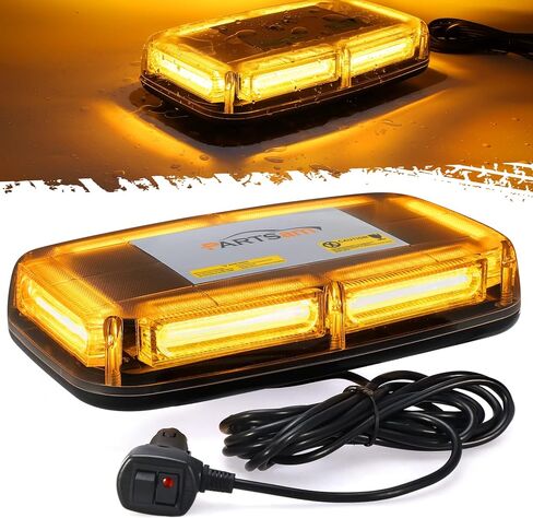 Partsam COB LED Chips Roof Top Strobe Lights، 7 أوضاع وامضة، ضوء تحذير للسلامة في حالات الطوارئ عالي الوضوح، ضوء ستروب كهرماني ساطع مع قاعدة مغناطيسية لمحراث الثلج والشاحنات ومركبات البناء in Saudi Arabia