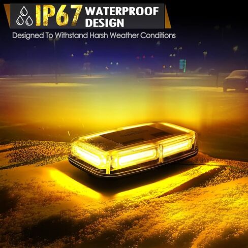Partsam COB LED Chips Roof Top Strobe Lights، 7 أوضاع وامضة، ضوء تحذير للسلامة في حالات الطوارئ عالي الوضوح، ضوء ستروب كهرماني ساطع مع قاعدة مغناطيسية لمحراث الثلج والشاحنات ومركبات البناء in Saudi Arabia