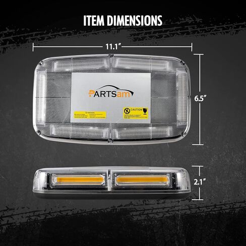 Partsam COB LED Chips Roof Top Strobe Lights، 7 أوضاع وامضة، ضوء تحذير للسلامة في حالات الطوارئ عالي الوضوح، ضوء ستروب كهرماني ساطع مع قاعدة مغناطيسية لمحراث الثلج والشاحنات ومركبات البناء in Saudi Arabia