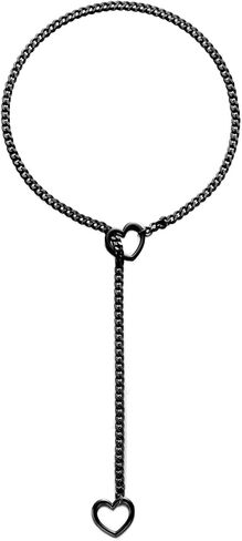 Heart O-ring Slip Chain Necklace For Women Stainless Steel Punk Gothic Cuban Necklace Jewelry Adjustable Y-Necklace in Kuwait