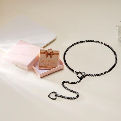 Heart O-ring Slip Chain Necklace For Women Stainless Steel Punk Gothic Cuban Necklace Jewelry Adjustable Y-Necklace in Kuwait