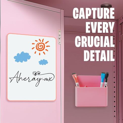 Belle&Beau Locker Accessories Back to School Supplies Kit 22 PCS Locker Organizer School Decorations for Girls Include Whiteboard, Mirror, Pen Holder, Markers, Round Magnets, Magnetic Strips, Pink in Kuwait