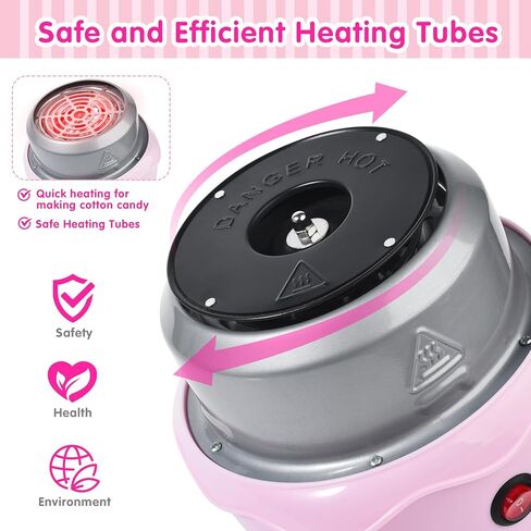 آلة حلوى القطن، صانع حلوى قطن صغير للأطفال، صانع حلوى وردي عتيق كهدية عيد الميلاد، المنزل، حفلة عيد ميلاد عائلية، تتضمن 25 عصا حلوى قطنية ومغرفة سكر in Kuwait