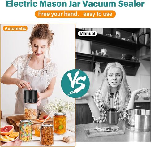 Electric Mason Jar Vacuum Sealer-Automatic Vacuum Sealer Kit for Regular & Wide Mouth Mason Jars, Canning Jar Vacuum Sealer Machine for Food Storage with Opener and 10 Lids in Saudi Arabia