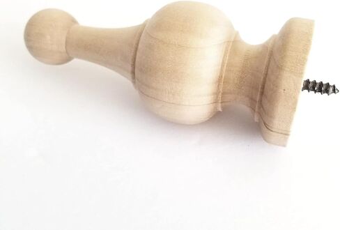 المسمار النهائي الخشبي في (عبوة من 2) أرجل الناهض وتد نهائي مزخرف لسارية العلم العلوي من الخشب الطبيعي قضيب الستارة نهاية السرير 4 1/2 بوصة طويل القامة جاهز للطلاء أو البقع in Kuwait