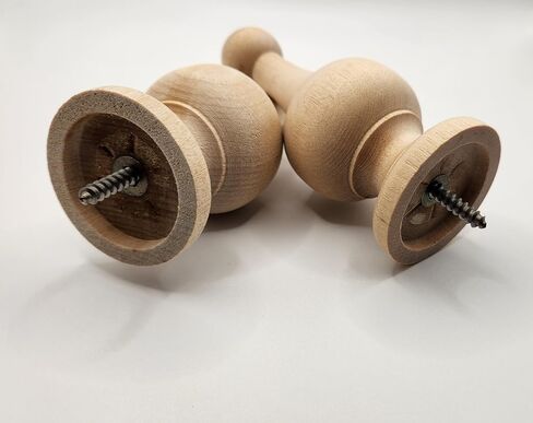 المسمار النهائي الخشبي في (عبوة من 2) أرجل الناهض وتد نهائي مزخرف لسارية العلم العلوي من الخشب الطبيعي قضيب الستارة نهاية السرير 4 1/2 بوصة طويل القامة جاهز للطلاء أو البقع in Kuwait