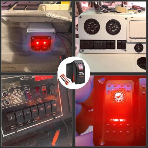 5 Pin Rear Lights Waterproof Rocker Switch Toggle - ON/Off Red 2 LED Light - 12V 20Amp 24V 10Amp, for Automotive Cars Vehicles Marine Boats Trucks Trailers 4x4 Caravans RVs SUV ATV UTV & More in Saudi Arabia