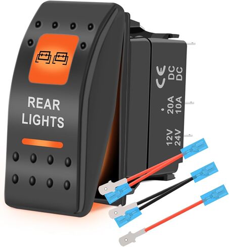 شريط إضاءة LED مفتاح هزاز مقاوم للماء تبديل التشغيل والإيقاف 12 فولت 24 فولت 5 سنون SPST بإضاءة خلفية برتقالية، مع مجموعة أسلاك توصيل متوافقة مع Polaris RZR Can-Am Car Truck ATV UTV RV SUV in Saudi Arabia