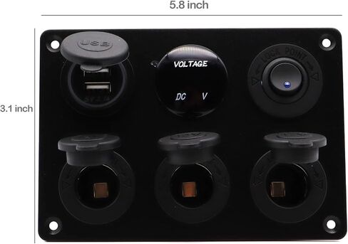 Dual USB Charger Socket Panel for Car, Waterproof 3-Socket 12V Cigarette Lighter Power Outlet Adapter & LED Voltmeter & ON-Off Toggle Switch Multi-Functions Panel for Boat Car RV Truck, for 12-24V Car in Saudi Arabia