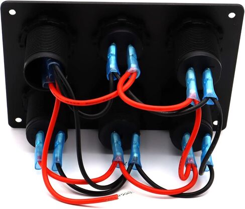 Dual USB Charger Socket Panel for Car, Waterproof 3-Socket 12V Cigarette Lighter Power Outlet Adapter & LED Voltmeter & ON-Off Toggle Switch Multi-Functions Panel for Boat Car RV Truck, for 12-24V Car in Saudi Arabia