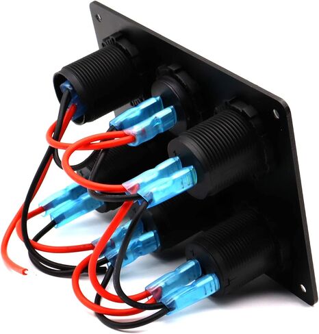 Dual USB Charger Socket Panel for Car, Waterproof 3-Socket 12V Cigarette Lighter Power Outlet Adapter & LED Voltmeter & ON-Off Toggle Switch Multi-Functions Panel for Boat Car RV Truck, for 12-24V Car in Saudi Arabia