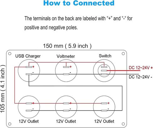 Dual USB Charger Socket Panel for Car, Waterproof 3-Socket 12V Cigarette Lighter Power Outlet Adapter & LED Voltmeter & ON-Off Toggle Switch Multi-Functions Panel for Boat Car RV Truck, for 12-24V Car in Saudi Arabia