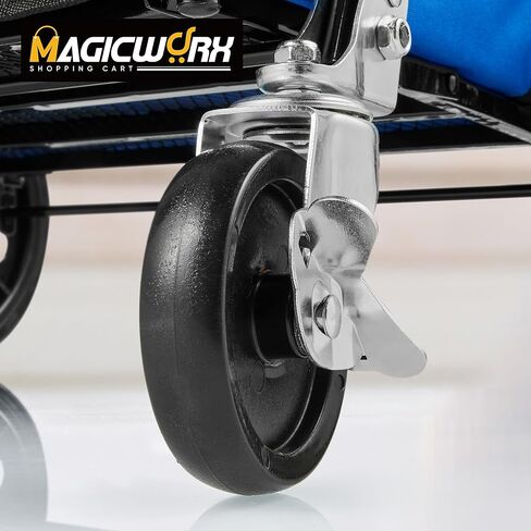 Shopping Cart, 330lbs Jumbo Double Basket Folding Shopping Cart with Waterproof Liner, Foldable Grocery Cart on Wheels with 360°Rolling Swivel Wheels Parking Brake Utility Cart in Kuwait