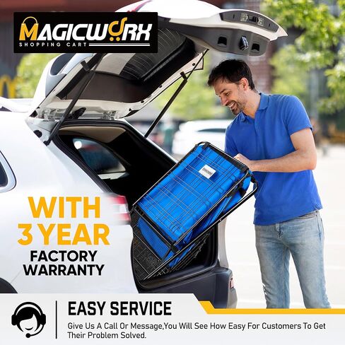 Shopping Cart, 330lbs Jumbo Double Basket Folding Shopping Cart with Waterproof Liner, Foldable Grocery Cart on Wheels with 360°Rolling Swivel Wheels Parking Brake Utility Cart in Kuwait