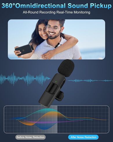 2 حزمة ميكروفون لاسلكي صغير لجهاز iPhone iPad، ميكروفون Lavalier ميكروفون لاسلكي بمشبك لهاتف iPhone، ميكروفون طية صدر السترة Para iPhone Plug-Play لتسجيل الفيديو، المقابلات، Podcast Vlog، YouTube Tiktok in Kuwait
