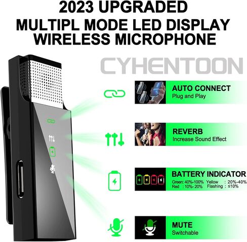 Mini Wireless Lavalier Microphone for iPhone iPad, Dual Podcast Lapel Microphone Wireless MICs System,Charging Case LED Display,Reverb,Noise Cancellation for Video Recording,Live Streaming in Saudi Arabia