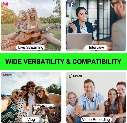 Mini Wireless Lavalier Microphone for iPhone iPad, Dual Podcast Lapel Microphone Wireless MICs System,Charging Case LED Display,Reverb,Noise Cancellation for Video Recording,Live Streaming in Saudi Arabia