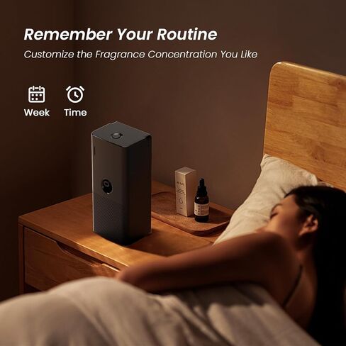 ماكينة هواء معطرة للمنزل، موزع روائح لاسيدول بدون ماء مع هواء بارد تيك، موزع روائح مجموعة الفنادق، سعة 120 مل، تغطية 800 قدم مربع للمنزل، المكتب، المنتجعات الصحية، السيارة، تعمل بالبطارية والتوصيل (أسود) in Kuwait