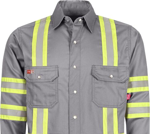 قمصان TICOMELA FR للرجال عالية الوضوح/Hi Vis مقاومة للهب/قميص مقاوم للحريق 6.5oz قمصان لحام رجالية in Saudi Arabia
