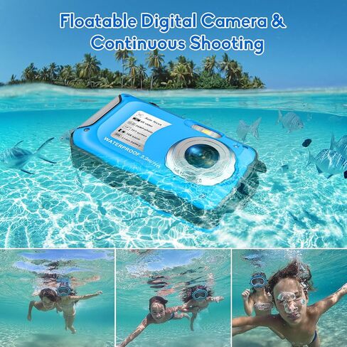كاميرا مقاومة للماء بدقة 4K مع بطاقة 32 جيجا بايت وكاميرا رقمية مقاومة للماء وضبط تلقائي للصورة بدقة 56 ميجابكسل وكاميرات تحت الماء 16X للغطس وكاميرا رقمية قابلة للطفو مدمجة بطول 11 قدم مع بطارية 1250 مللي أمبير في الساعة in Kuwait