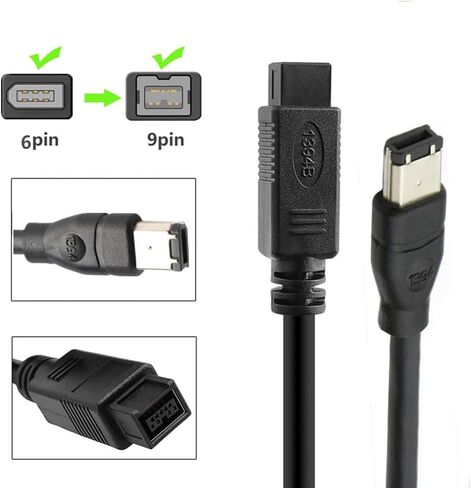 CREATOR FireWire 800 إلى 400 9 دبوس إلى 6 دبوس كابل 6FT، IEEE 1394b FireWire 800 9p إلى 6p سلك التقاط 1.8 متر in Kuwait