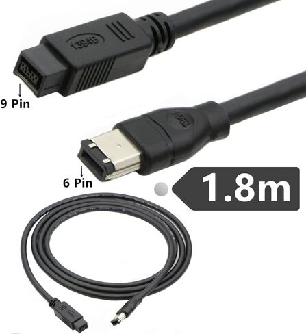 CREATOR FireWire 800 إلى 400 9 دبوس إلى 6 دبوس كابل 6FT، IEEE 1394b FireWire 800 9p إلى 6p سلك التقاط 1.8 متر in Kuwait