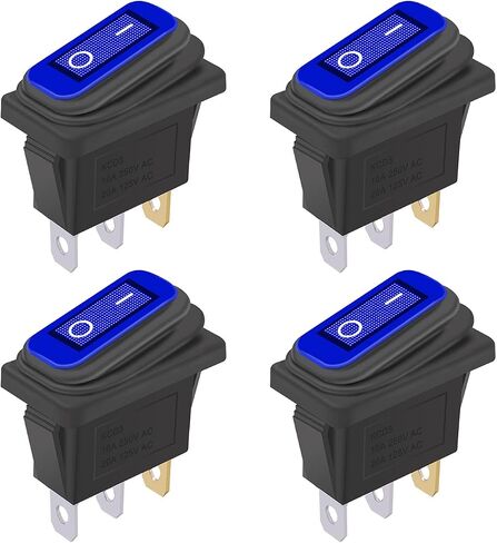 Weideer 4 قطعة مفتاح الروك مقاوم للماء تشغيل/إيقاف 12 فولت الأزرق LED 3Pin 2 موقف SPST التيار المتناوب 6A 250 فولت 10A 125 فولت قارب التبديل KCD3-101NW-BU in Saudi Arabia