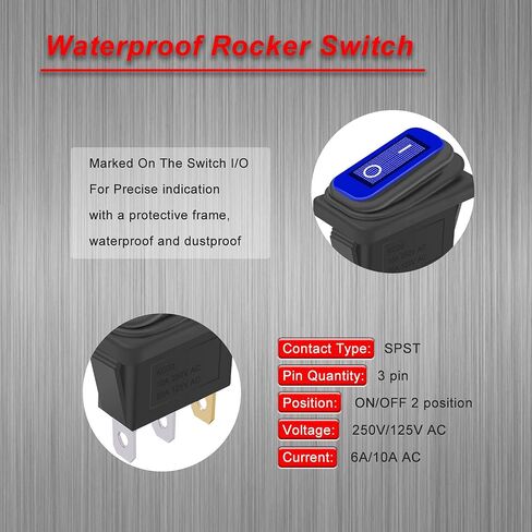 Weideer 4 قطعة مفتاح الروك مقاوم للماء تشغيل/إيقاف 12 فولت الأزرق LED 3Pin 2 موقف SPST التيار المتناوب 6A 250 فولت 10A 125 فولت قارب التبديل KCD3-101NW-BU in Saudi Arabia