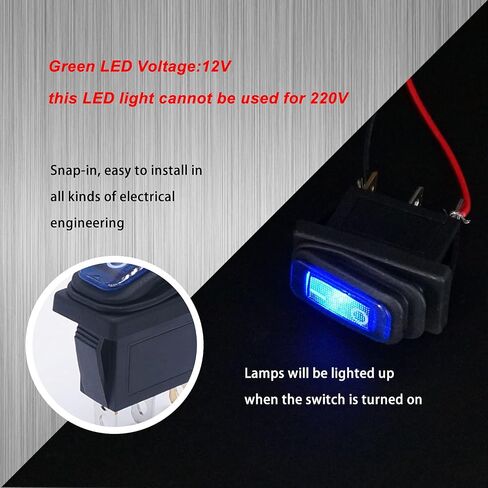 Weideer 4 قطعة مفتاح الروك مقاوم للماء تشغيل/إيقاف 12 فولت الأزرق LED 3Pin 2 موقف SPST التيار المتناوب 6A 250 فولت 10A 125 فولت قارب التبديل KCD3-101NW-BU in Saudi Arabia