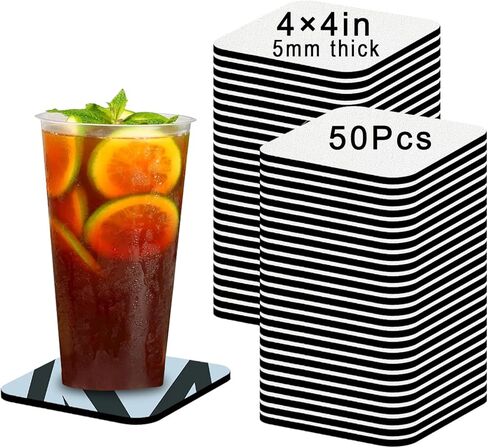 50 Pcs Sublimation Blank Cup Coasters, 4x4 Inch Neoprene Blank Cup Mat for Sublimation Transfer Heat Press Printing DIY Crafts (Round) in Saudi Arabia