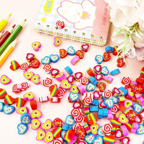 Mini Erasers for Kids Bulk, 300Pcs Small Heart Love Pencil Erasers Cute Erasers for Valentine's Day Party Favors Students Homework School Classroom Rewards Prizes (300 Heart) in Saudi Arabia