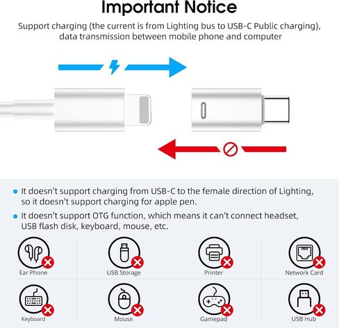 FONKEN لمحول لايتنينج أنثى إلى USB C ذكر (3 عبوات) لمحول شاحن لايتنينج إلى نوع C لشحن ونقل البيانات لهاتف iPhone 15/15 Pro/15 Pro Max/15 Plus، iPad Air، وليس للصوت/OTG-أبيض in Saudi Arabia