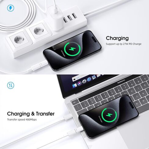 FONKEN لمحول لايتنينج أنثى إلى USB C ذكر (3 عبوات) لمحول شاحن لايتنينج إلى نوع C لشحن ونقل البيانات لهاتف iPhone 15/15 Pro/15 Pro Max/15 Plus، iPad Air، وليس للصوت/OTG-أبيض in Saudi Arabia