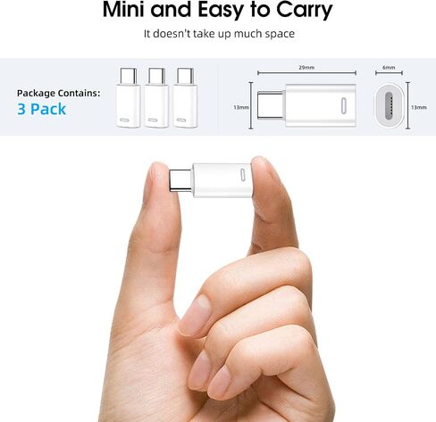 FONKEN لمحول لايتنينج أنثى إلى USB C ذكر (3 عبوات) لمحول شاحن لايتنينج إلى نوع C لشحن ونقل البيانات لهاتف iPhone 15/15 Pro/15 Pro Max/15 Plus، iPad Air، وليس للصوت/OTG-أبيض in Saudi Arabia
