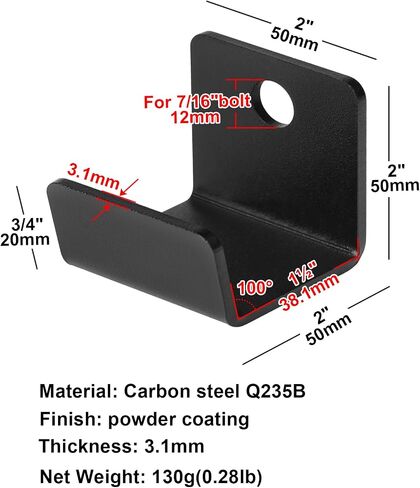 8 Pcs Wall Mount U Bracket Tile Hanger, Inner Width 1-1/2"(38.1mm), Heavy Duty Wall Hook Hanger, Billboard Holder Brackets, 3mm Thickness (Size: 2"x1-1/2"x2") in Saudi Arabia
