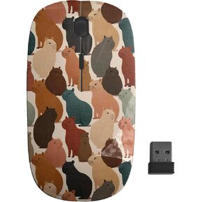 Planetar Capybaras نمط كتم ترابي، ماوس USB بصري لاسلكي، فئران كمبيوتر محمول نحيفة ومريحة للأطفال in Kuwait
