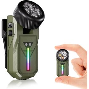 مصباح يدوي Pro S EDC بمشبك، 600 لومن من النوع C قابل لإعادة الشحن مع LED أبيض، الأشعة فوق البنفسجية وRGB، مصابيح فلاش مغناطيسية بدون استخدام اليدين للعمل، الإشارة، الفحص (أخضر) in Kuwait