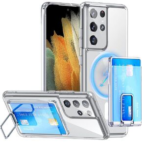 حافظة TIANNIUKE لهاتف Samsung Galaxy S26 Ultra مع حامل بطاقات ومسند، ومحفظة مغناطيسية أقوى قابلة للفصل، [متوافقة مع MagSafe] حافظة هاتف نحيفة واقية مقاومة للصدمات عسكرية شفافة in Kuwait