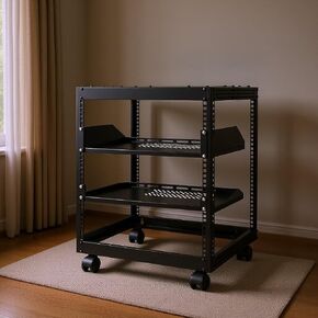 12U Open Frame Server Rack - 15''-40'' Adjustable Depth, Steel, Black in Kuwait