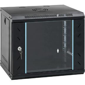 9U Wall Mounted Network Cabinet 19 inch Server Data Rack Enclosure, Lockable Front Door, Removable Side Panels, Heavy Duty Cold Rolled Steel, 20.9 x 15.7 x 17.7 Inches in Saudi Arabia