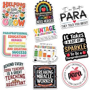 10 Pcs Paraprofessional Stickers Pack – Funny Teaching Assistant Decals for Laptop, Notebook, Water Bottle, Gift for Paraeducators, Teacher Aides, Classroom Staff (3 inch) in Saudi Arabia