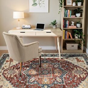 MINIDEAR 8'x10' Area Rugs for Living Room, Washable Rugs for Bedroom Non Slip Vintage Rugs with Floral Print Carpet Mat for Home in Saudi Arabia