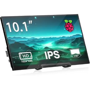 شاشة HAMTYSAN Raspberry Pi مقاس 10.1 بوصة HDMI شاشة 1024x600 IPS LCD 16:9 شاشة كمبيوتر محمول خارجية لـ Raspberry Pi 5/4/3 Win 11/10/8/7، لا تعمل باللمس، سائق مجاني in Kuwait