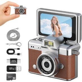 Mini Keychain Camera with Flip Screen Series,1080P HD Multiple Shooting Recording Modes, Portable Digital Camera with 16GB SD Card for Travel, Party. Ideal Pendant Gift in Kuwait