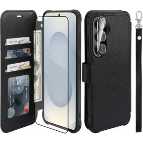 حافظة محفظة VANAVAGY لهاتف Galaxy S25 Ultra مع حامل بطاقة RFID، غطاء هاتف مغناطيسي من الجلد القابل للطي مع حزام معصم لحقيبة الشحن اللاسلكي لهاتف S25ultra 6.9 بوصة، ذهبي وردي in Kuwait